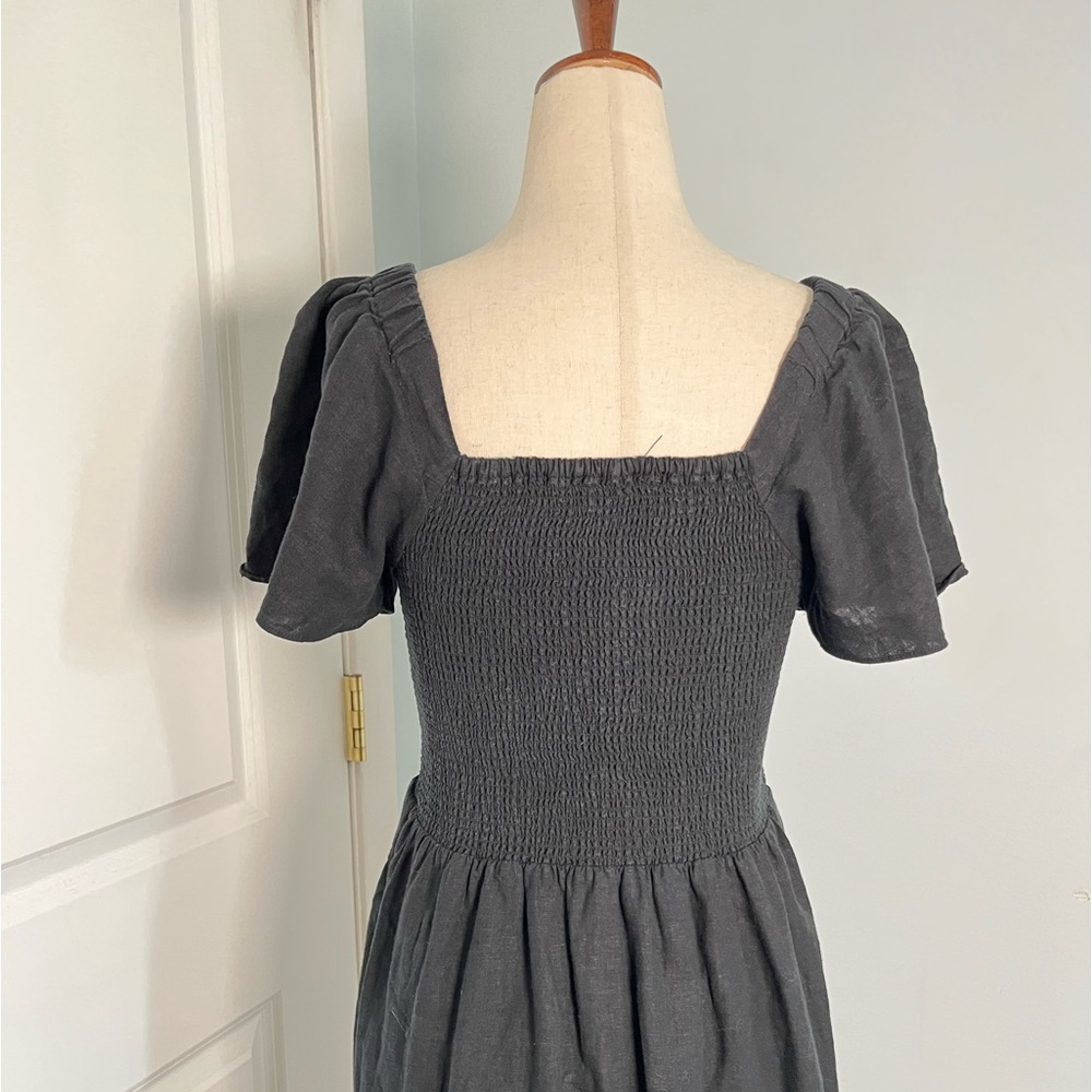 Madewell  black Puff-Sleeve Midi Dress - Picture 10 of 13